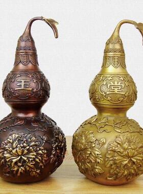 祥狮黄铜葫芦摆件铜葫芦家居风水摆饰招财客厅酒柜玄关工艺品摆饰