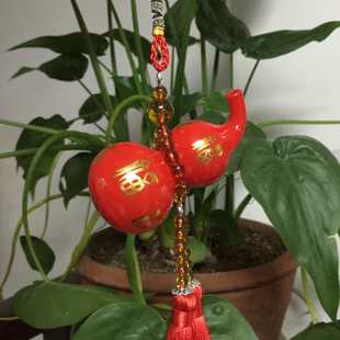 车载后视镜挂饰 汽车挂件香水红葫芦福字挂件 红色福车载挂件车用