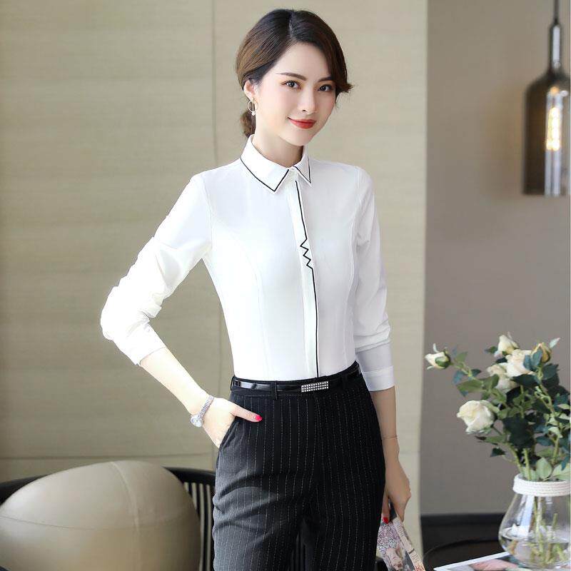 白色衬衫女长袖春秋女士上衣气质正装职业工装正式工作服衬衣工衣