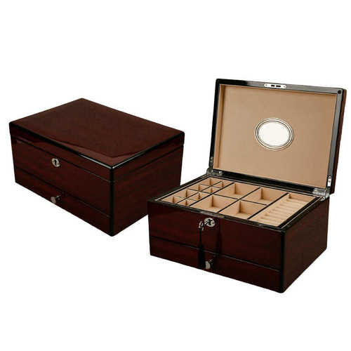 木质首饰收纳盒抽屉式带锁扣绒布内衬分区隔层珠宝饰品收纳盒定制