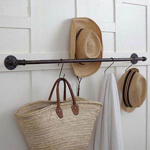 覆古水管服装店展示架上墙正挂侧挂 单杠铁艺壁挂男女装童装货架