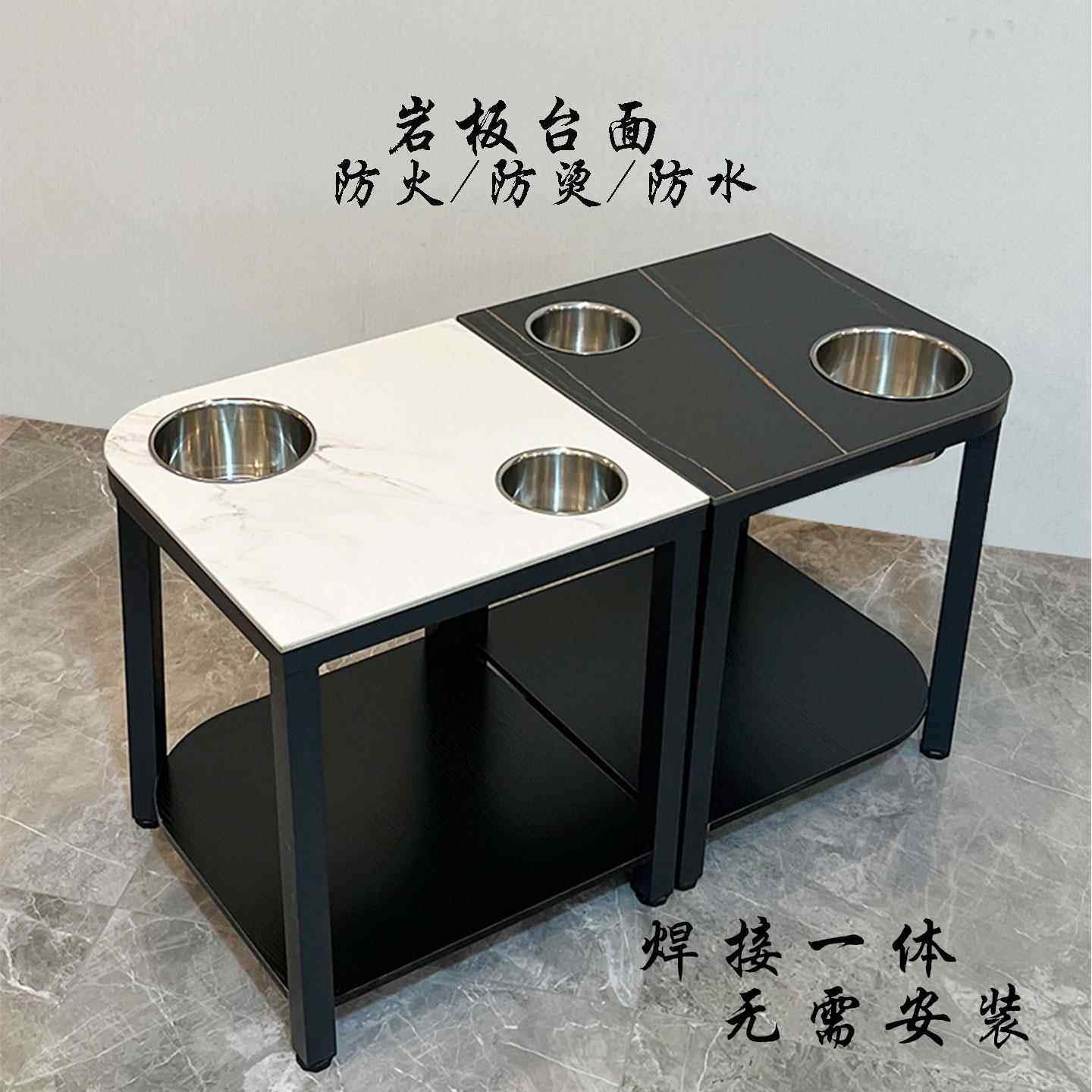 麻将桌棋牌室茶楼专用麻将机岩板茶几茶水架边几角几水杯架烟灰缸