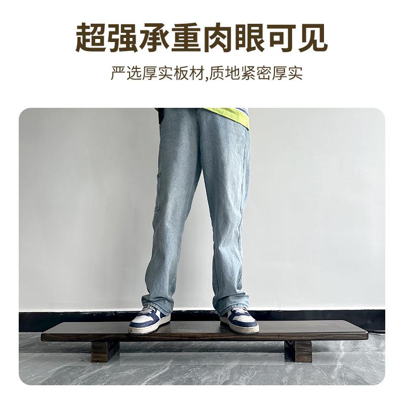桌源头电脑显示器架实胡办公桌木搭屏幕置物架面桃支001架加宽底