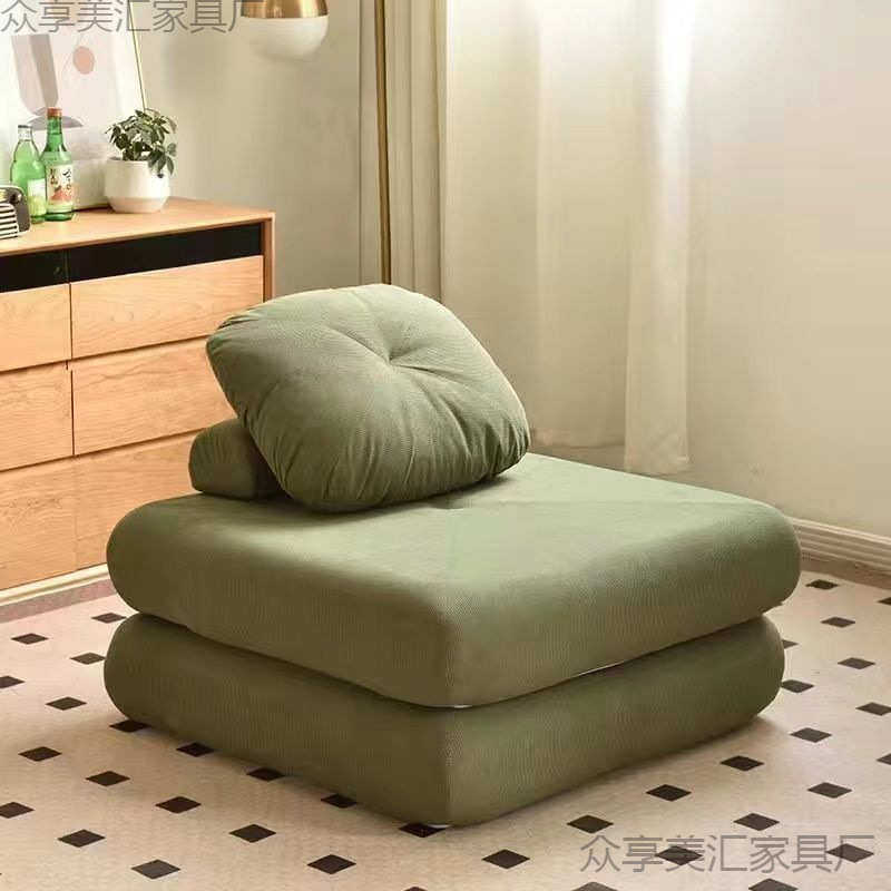 单人极简可折叠奶油沙发小户型客厅豆腐块懒人沙发折叠两用沙发