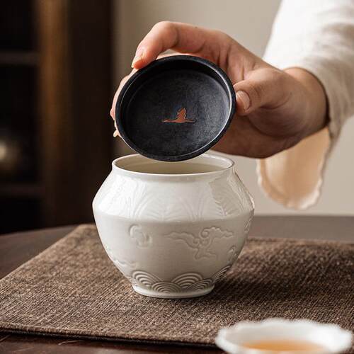 草木灰祥云海浪建水茶洗中式陶瓷功夫茶具茶渣缸水盂茶道配件大号