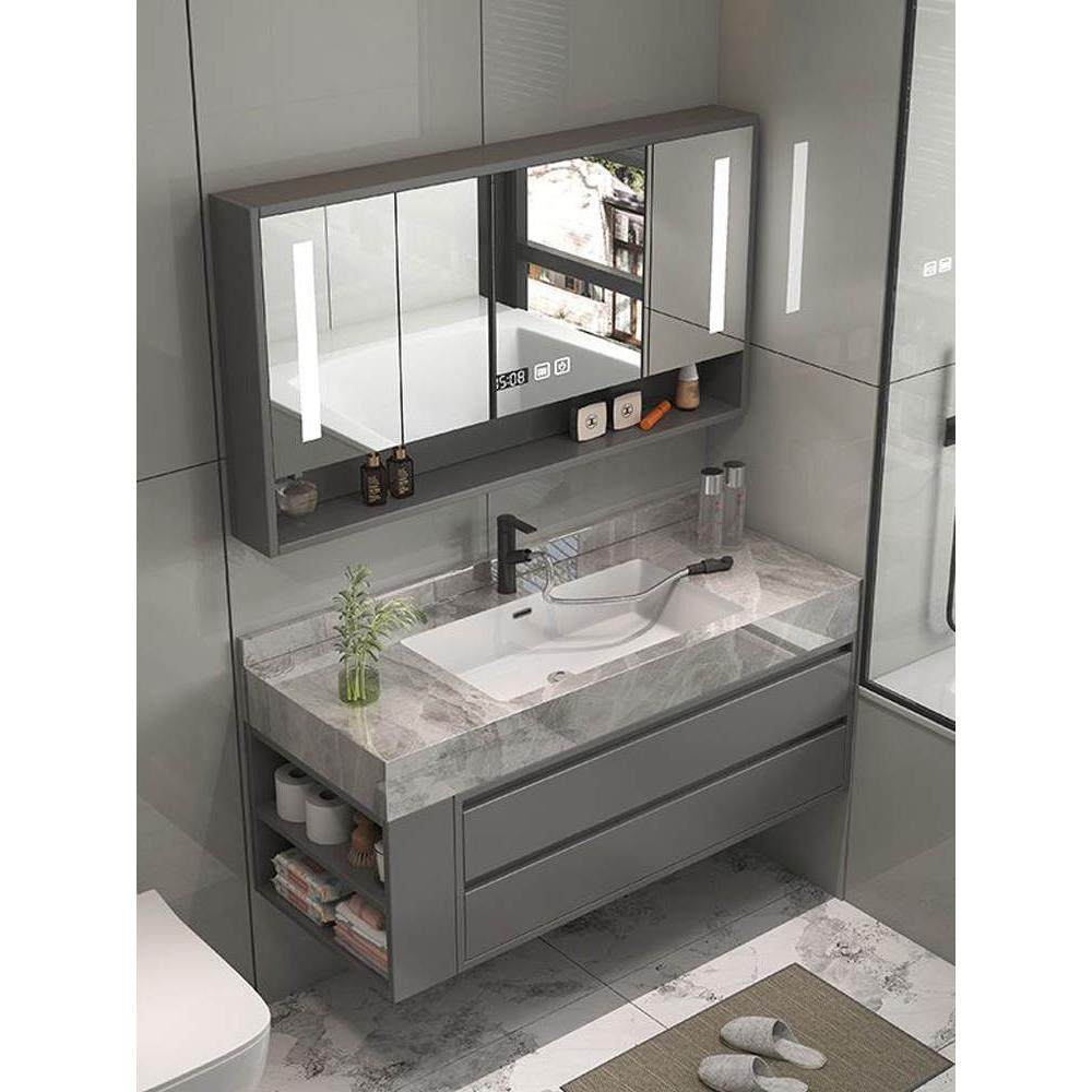 浴室柜组合岩板无缝陶瓷一体盆卫生间边柜洗漱台洗手池洗脸盆柜,家装主材,浴室柜组合,淘宝优惠券,粉丝福利购,淘宝优惠卷