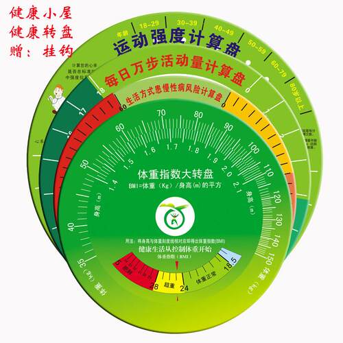 BMI体重指数转盘 健康自测壁挂式腰臀比计算盘 饮食运动平衡换算