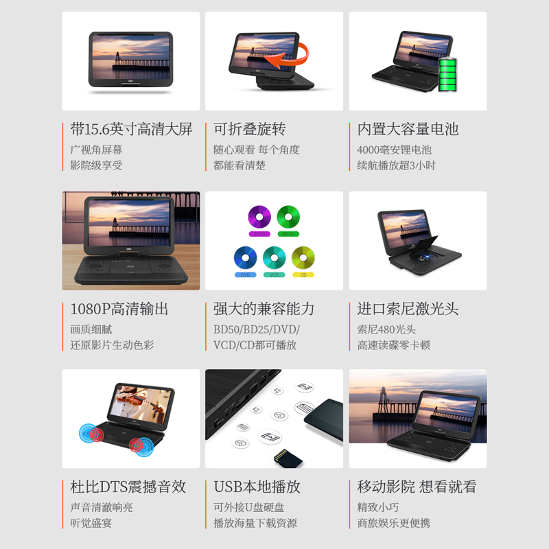 GIEC杰科G390蓝光移动dvd播放机家用便携式影碟机碟片播放器cd机