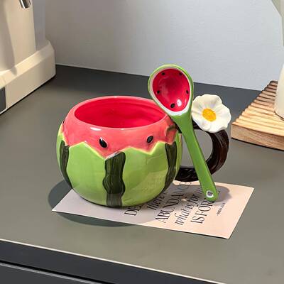 西瓜马克杯杯子陶瓷杯水杯咖啡杯家用可爱女生日礼物开学送女朋友