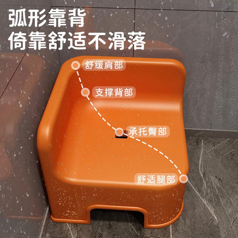 浴室凳子卫生间洗澡凳防滑洗脚凳加厚可叠放家用矮凳靠背椅子