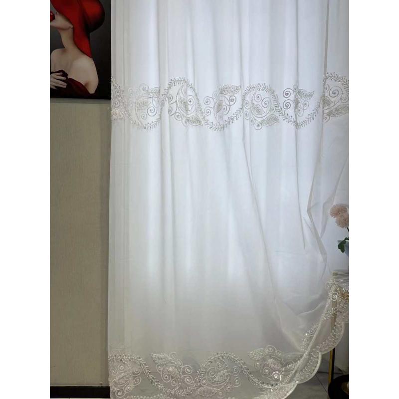 窗帘纱绣花北欧白纱阳台客厅飘窗刺绣法式卧室高档轻奢成品窗帘布