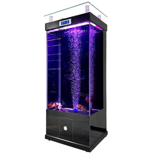 鱼缸客厅家用超白玻璃中小型落地靠墙水族箱免换水立式造景金鱼缸