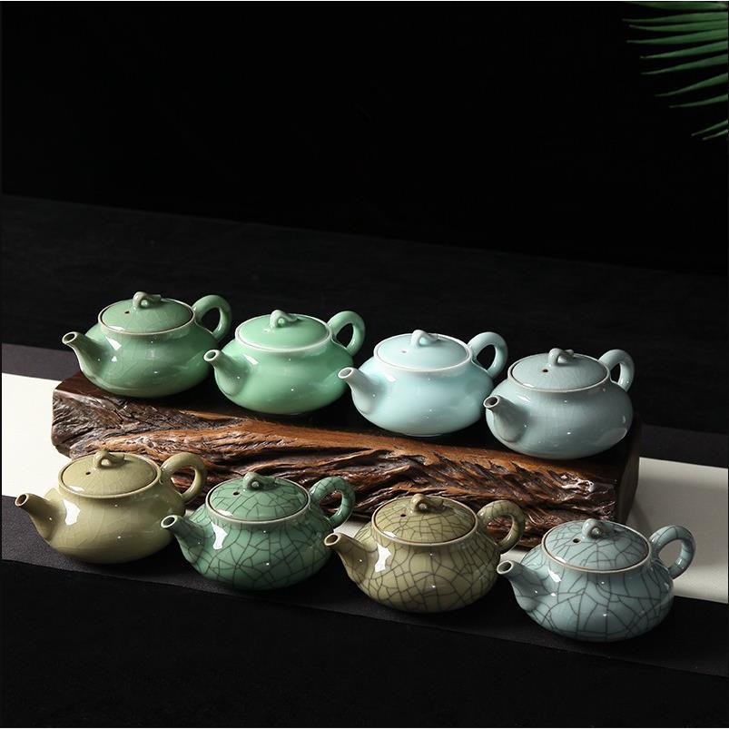 青瓷小茶壶冰裂釉单壶紫砂陶瓷哥窑功夫茶具茶壶过滤梅子青西施壶