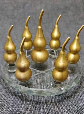 纯铜葫芦七星阵摆件带水晶底盘实心空心纯铜小葫芦送朱砂一套的价