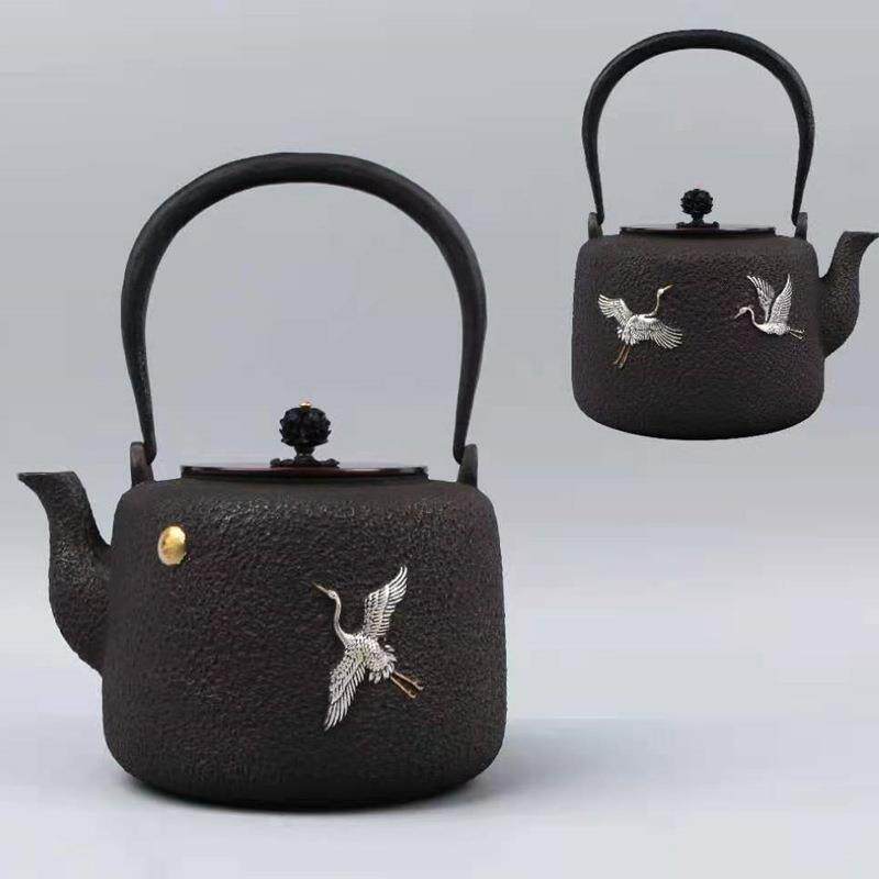 典工堂铁壶原铁无涂层鎏金新三鹤铸铁壶茶壶烧水壶家用茶具铜提梁