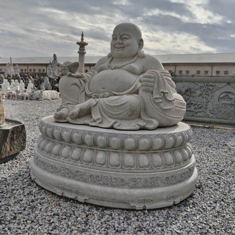 石雕弥勒佛大型佛像雕塑寺庙供奉芝麻白汉白玉大肚佛摆件观音菩萨