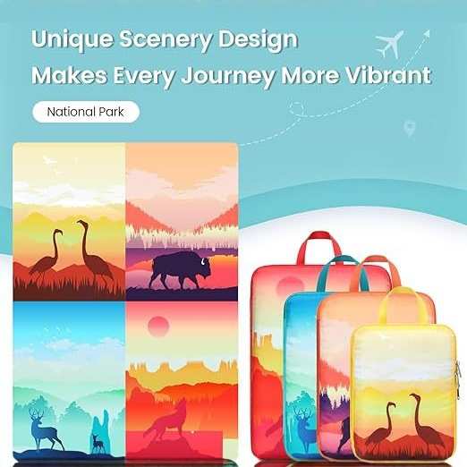 旅行可压缩收纳包4件套收纳袋套装印花行李箱收纳整理收纳袋4件套