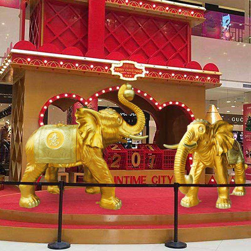 热销大型玻璃钢雕塑仿真大象门口树脂工艺品园林金象吉祥如意布置