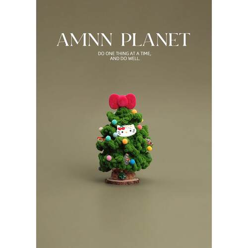 AMNN 猫咪蝴蝶结手工毛线钩织圣诞树摆件节日可爱氛围感桌面摆饰