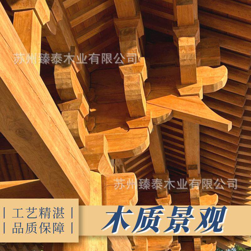 古建防腐木松木亭台楼阁长廊花格窗美人靠源头工厂
