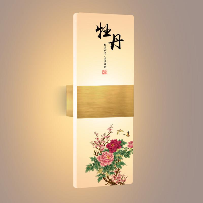 LED卧室壁灯创意客厅背景墙走廊楼梯阳台灯简约现代牡丹床头壁灯