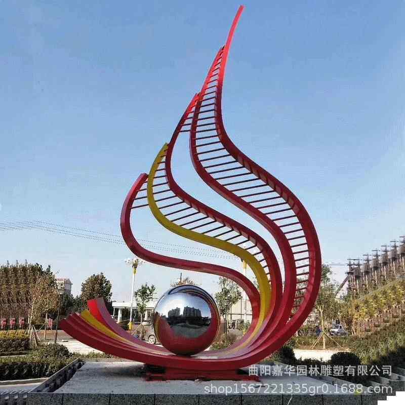 不锈钢喷漆抽象雕塑 雕塑广场标志性大型雕塑抽象设计制作安装