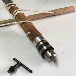老式钻木工具雷公钻手工钻钻木取火道具收藏手摇钻车钻杆钻木取火