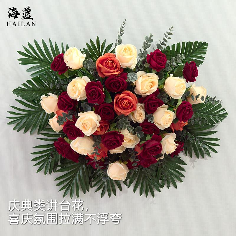 会议室仿真桌花假花商务用花长桌办公室摆花台式餐桌插花套装饰花