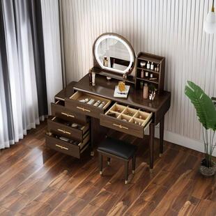 中式 轻实奢木屉卧室复古桃多功能伸缩胡一KRD体抽化 梳妆台新中式