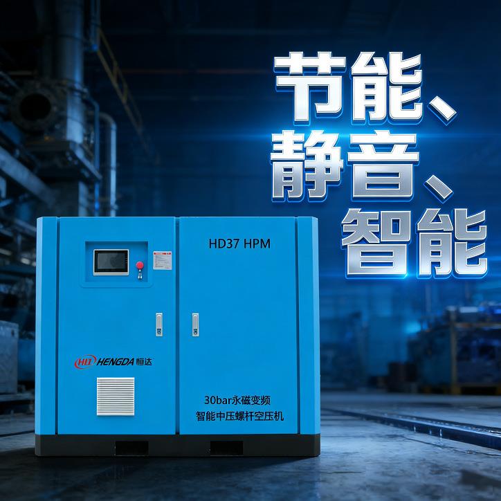 30bar智能工业级37KW永磁变频中高压螺杆空气压缩机3.2立方30公斤