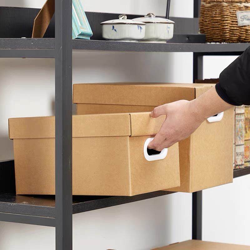 牛皮纸质收纳箱带盖衣服书籍文件档案搬家纸箱特大号装书整理箱子