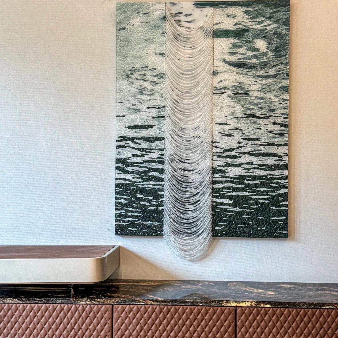 现代简约压克力水波纹客厅装饰画立体实物壁画玄关走廊挂画样板间