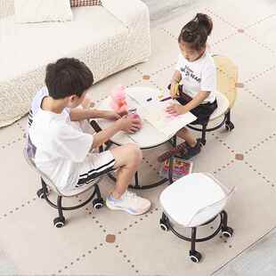 滑轮矮凳儿步脚蹬工万学向轮小椅子家无品牌/用客厅带扶手学椅背