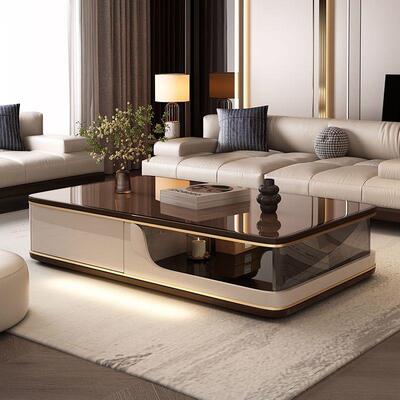 2025茶几客厅新款轻奢岩板玻璃面茶台客厅家用高级设计感镂空茶桌