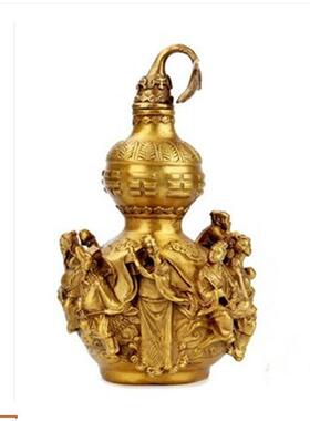 黄铜八仙葫芦八卦镇宅立体空心带把带叶凸型人物造型家居礼品摆件