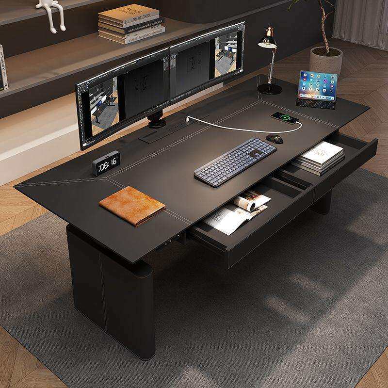 智能电动升降桌电脑桌马鞍皮书桌双人办公桌电竞桌学习桌工作台