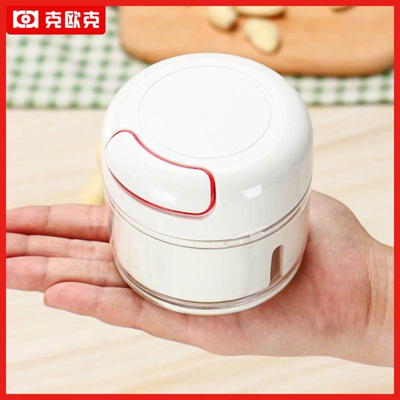 克欧克手动拉蒜器不锈钢压蒜器捣蒜器切菜器迷你蒜泥器厨房小工具