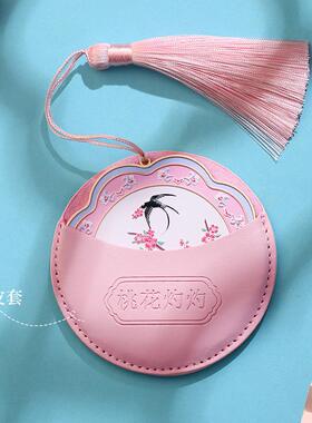 故宫面桃花镜风手持化妆镜洛古阳博物馆文创国小人镜LVI子风朱颜