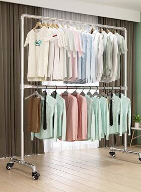 6B76家用台晾架衣架带滑轮落地架挂卧室内升降凉F7666H8S晒衣户外