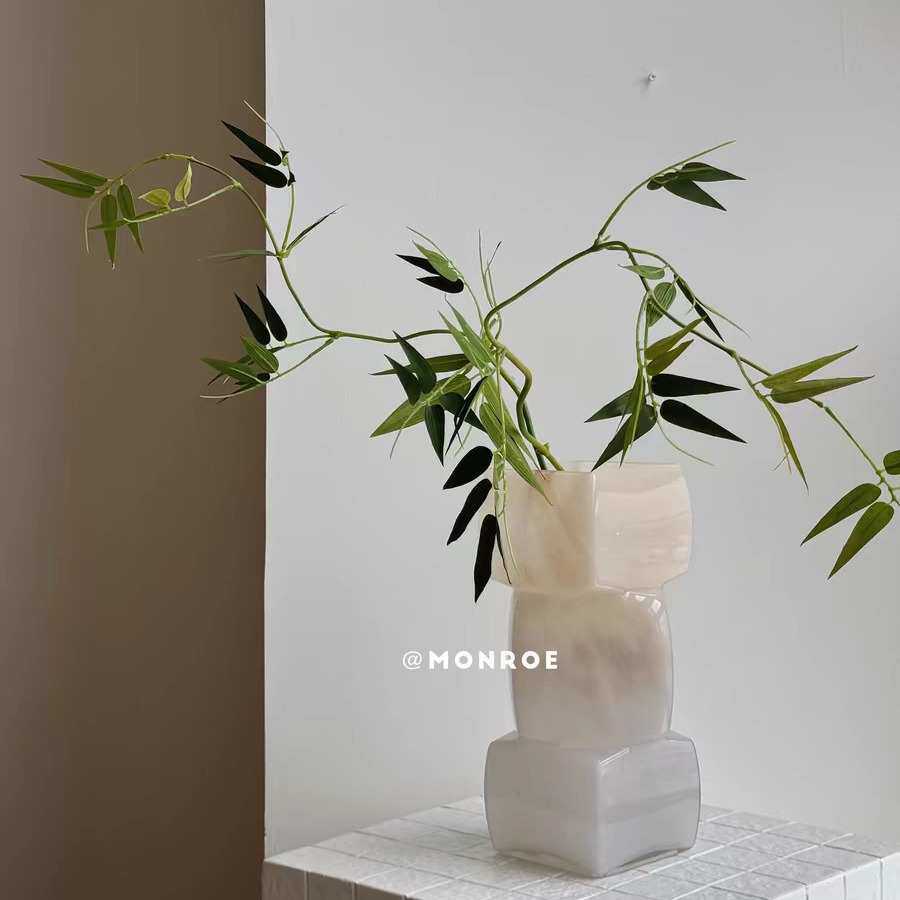 玉石高端质感大号渐变色花瓶 细腻有光泽客厅桌面装饰品花器批发