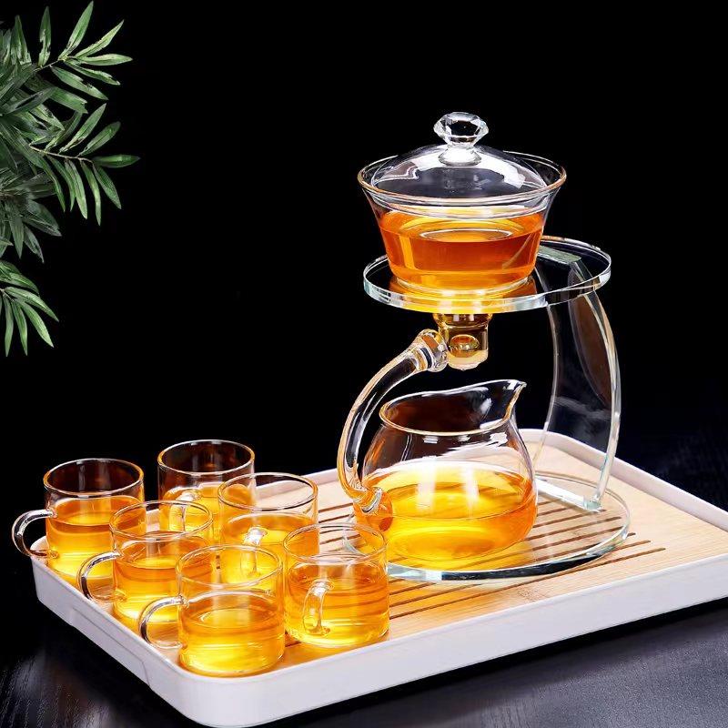 全自动玻璃功夫茶具创意冲茶器家用简约懒人泡茶器网红煮茶壶套组