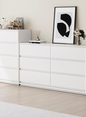 北欧简约收纳五六八斗柜梳妆台一体组合白色奶油风卧室储物抽屉L&