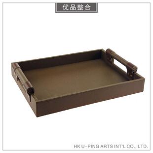 高档盘代简约软装样房摆件客厅创意家居摆设咖现啡色皮托TP95-6-