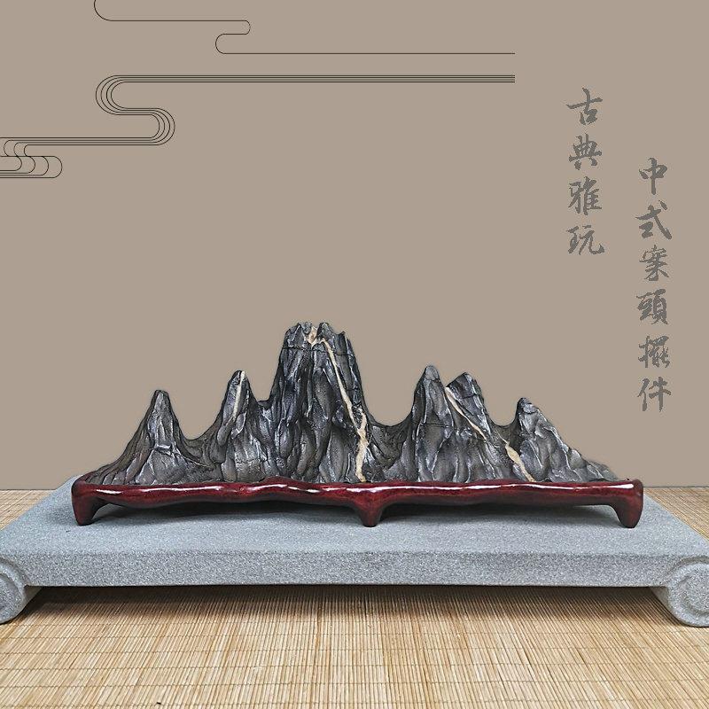 太湖石灵璧石幽兰石贵州青笔架山子靠山形石头玄关博古架案头摆件