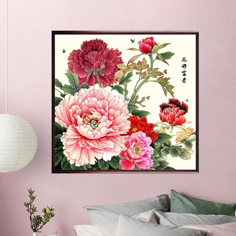 花开 富贵十字绣2025新款线 线绣客厅牡丹花大格满绣卧室棉线 线