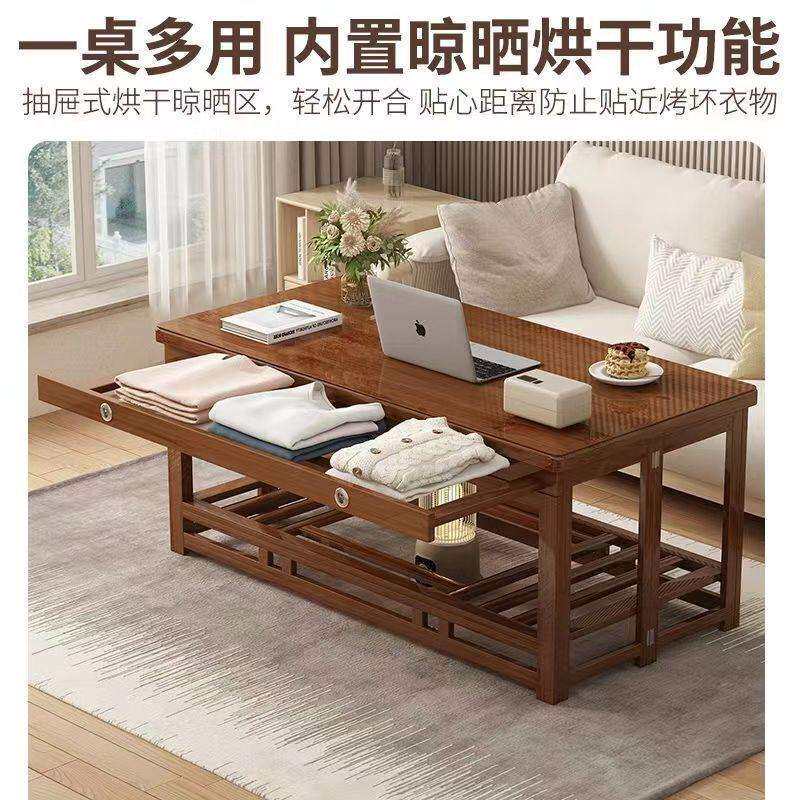 烤UGZ家用客厅冬桌季折叠烤火架火方形建议小桌子实木楠竹长取暖
