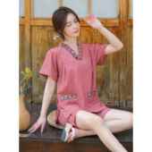 按摩服洗浴中心浴服 桑拿服男款 2025新款 足疗汗蒸服女苎麻高档大码