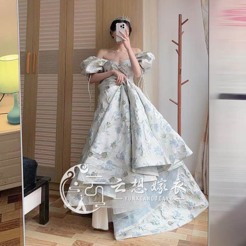 云想家法式提花蓬蓬裙2025款新娘订婚礼服晚宴年会艺考成人高白小