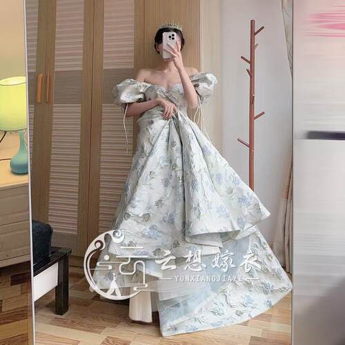 云想家法式提花蓬蓬裙2025款新娘订婚礼服晚宴年会艺考成人高白小