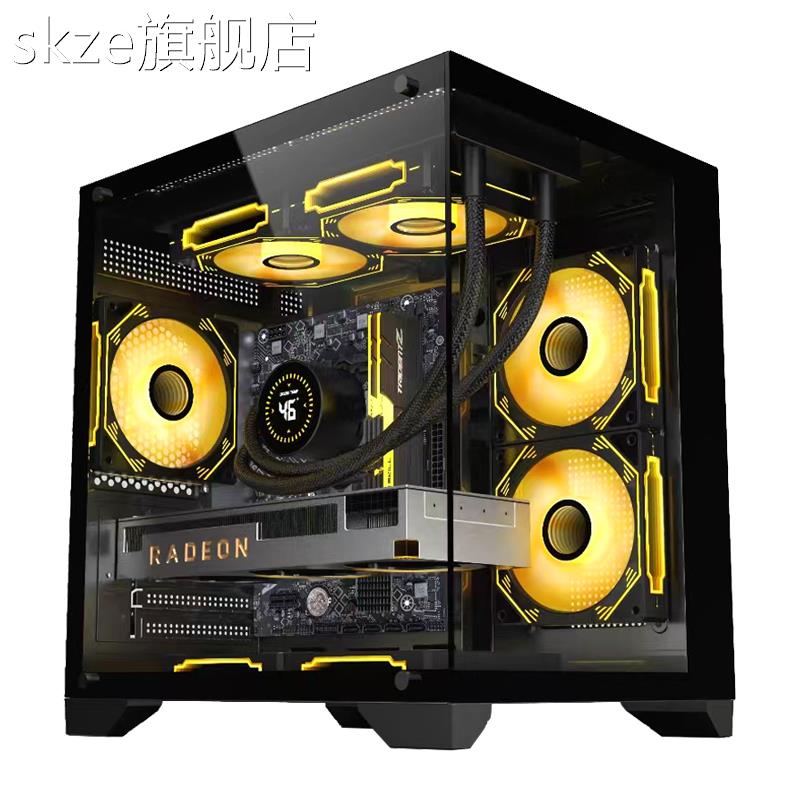 无立柱海景房电脑机箱台式机全侧透明matx白色240水冷mini迷你itx